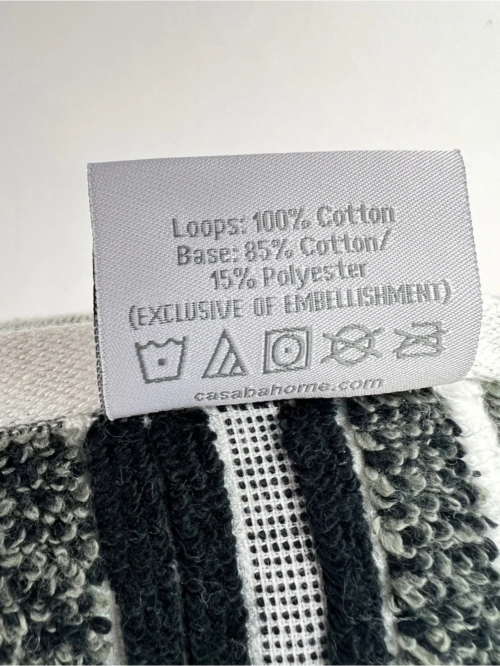 Casaba Bath Towels Striped Gray White Black Quick Dry Soft 100% Cotton 2 Pc NEW